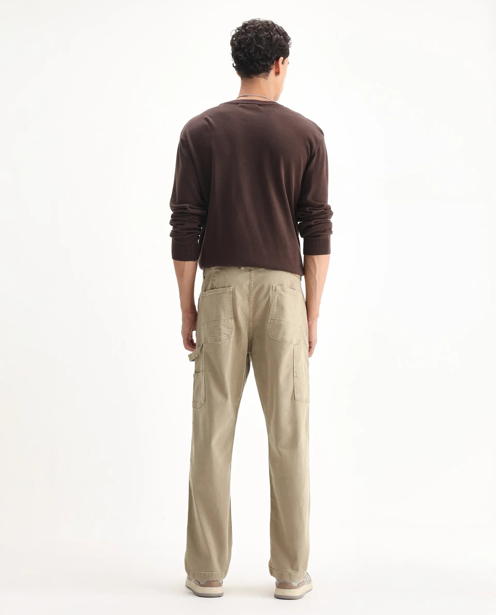 Rare Rabbit Men's Vannes Light Green Cotton Plain Loose Fit Jeans