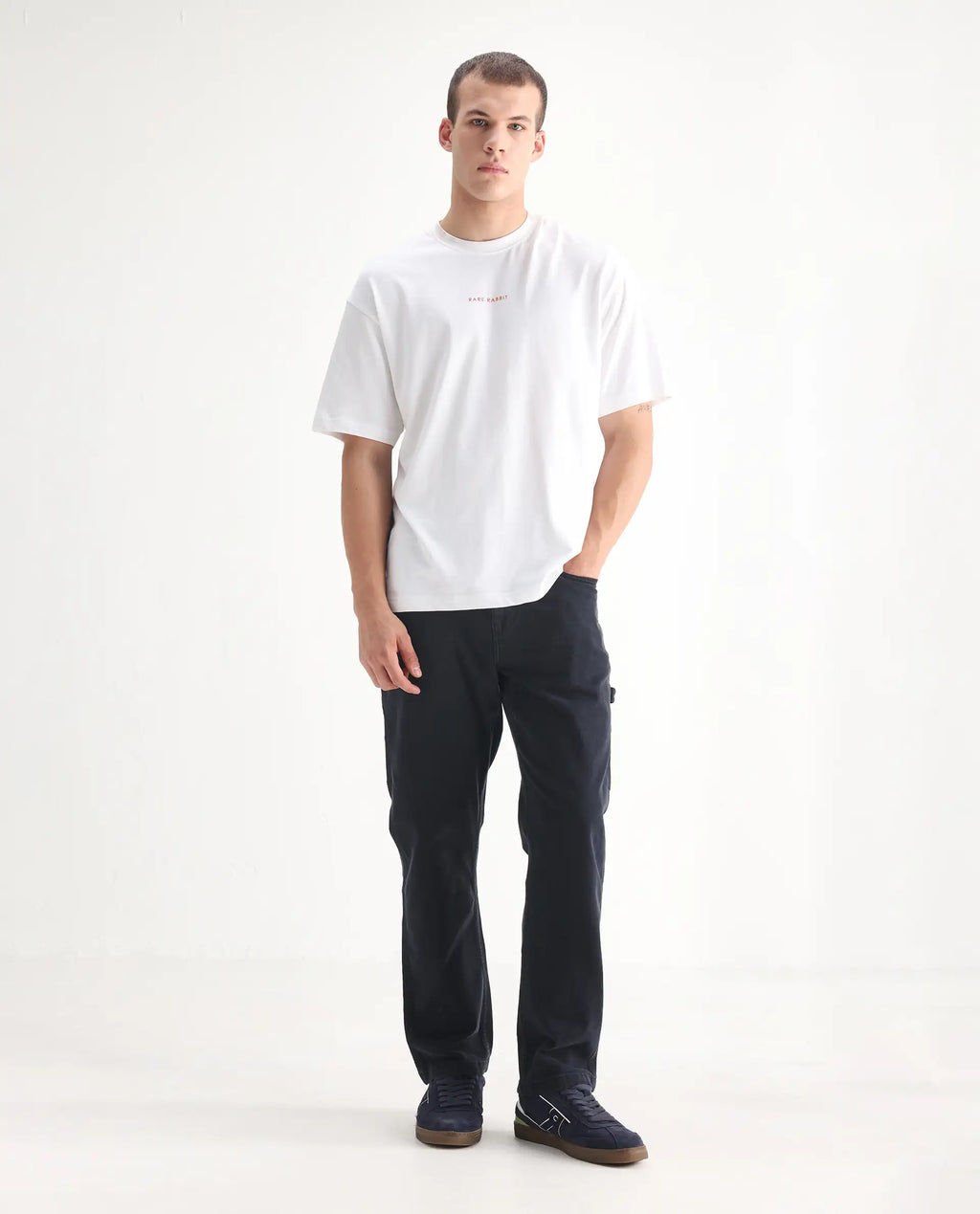 Rare Rabbit Men's Vannes Dark Navy Cotton Plain Carpenter Fit Jeans