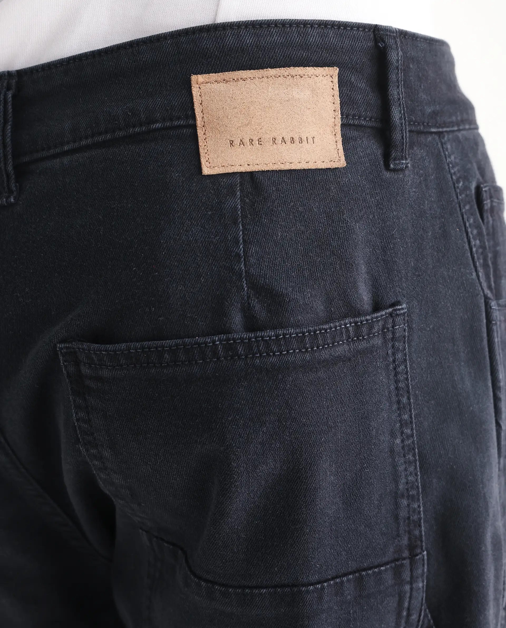 Rare Rabbit Men's Vannes Dark Navy Cotton Plain Carpenter Fit Jeans