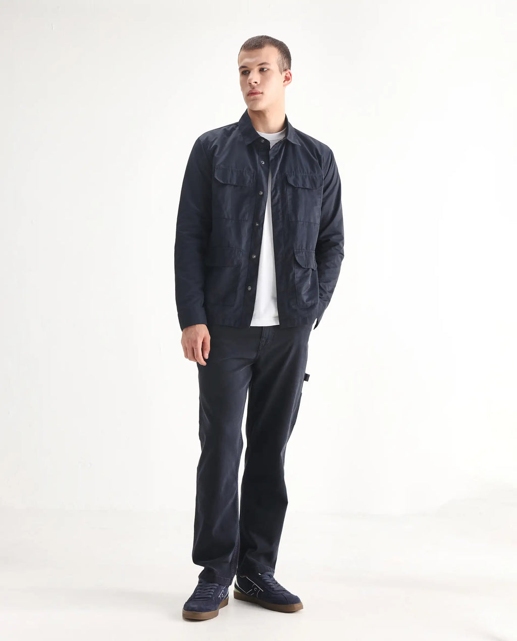 Rare Rabbit Men's Vannes Dark Navy Cotton Plain Carpenter Fit Jeans