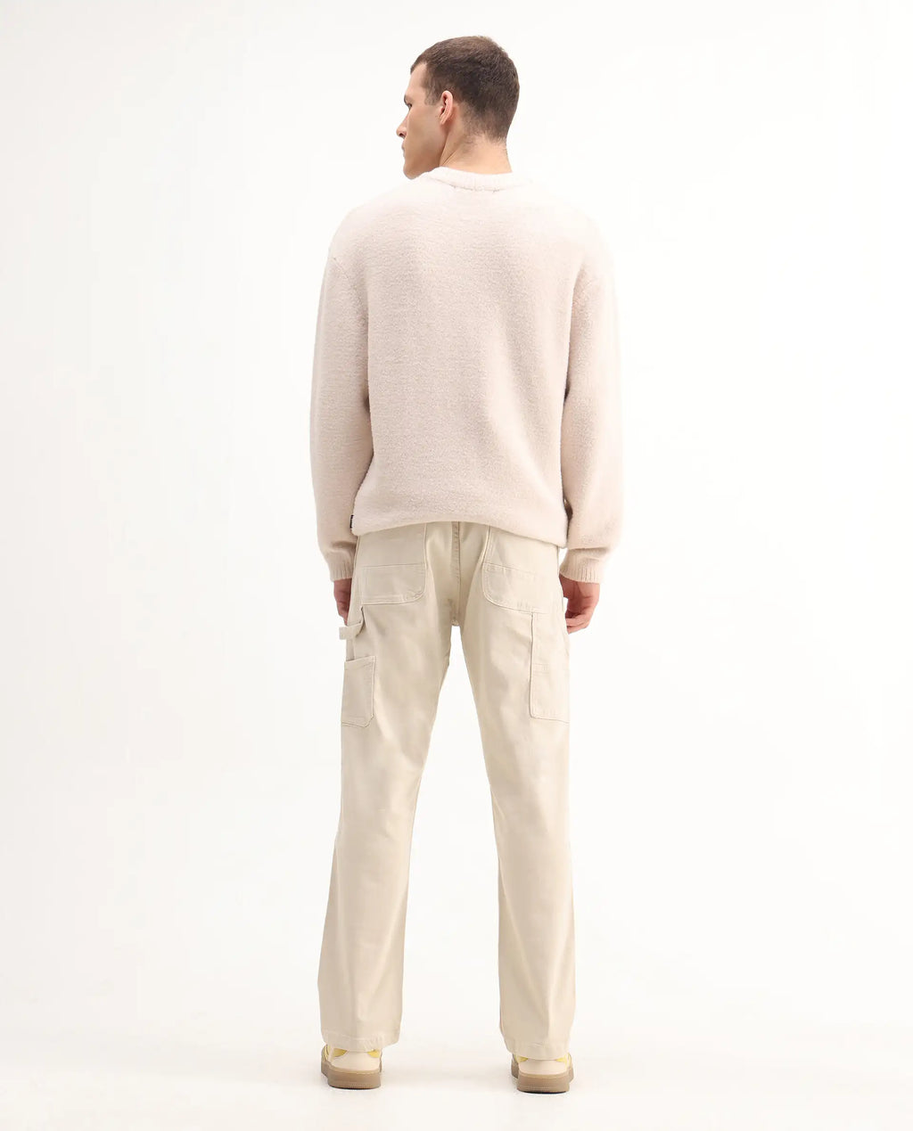 Rare Rabbit Men's Vannes Off White Cotton Plain Carpenter Fit Jeans