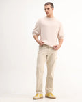 Rare Rabbit Men's Vannes Off White Cotton Plain Carpenter Fit Jeans