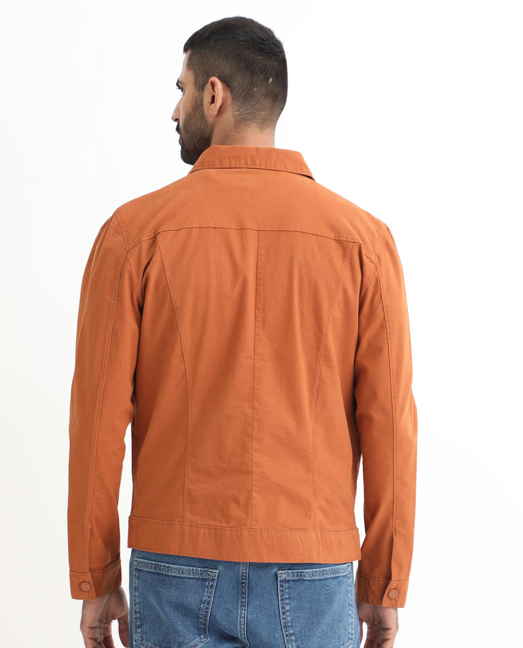 Rare Rabbit Men's Vintago Dark Rust Cotton Plain Regular Fit Full Sleeve Spread Collar Jacket