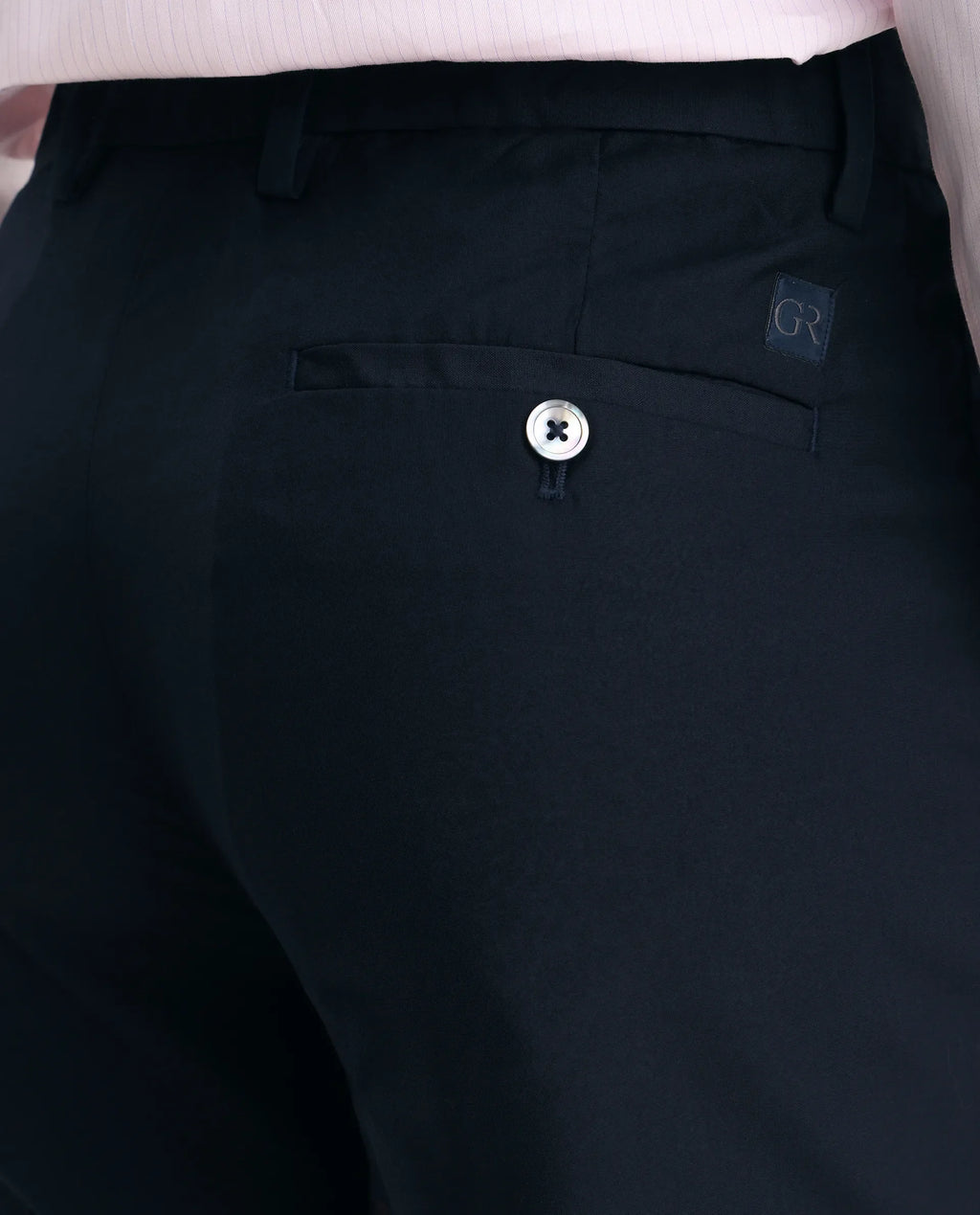 Rare Rabbit Men's Vitaro Navy Polyester Plain Regular Fit Trouser