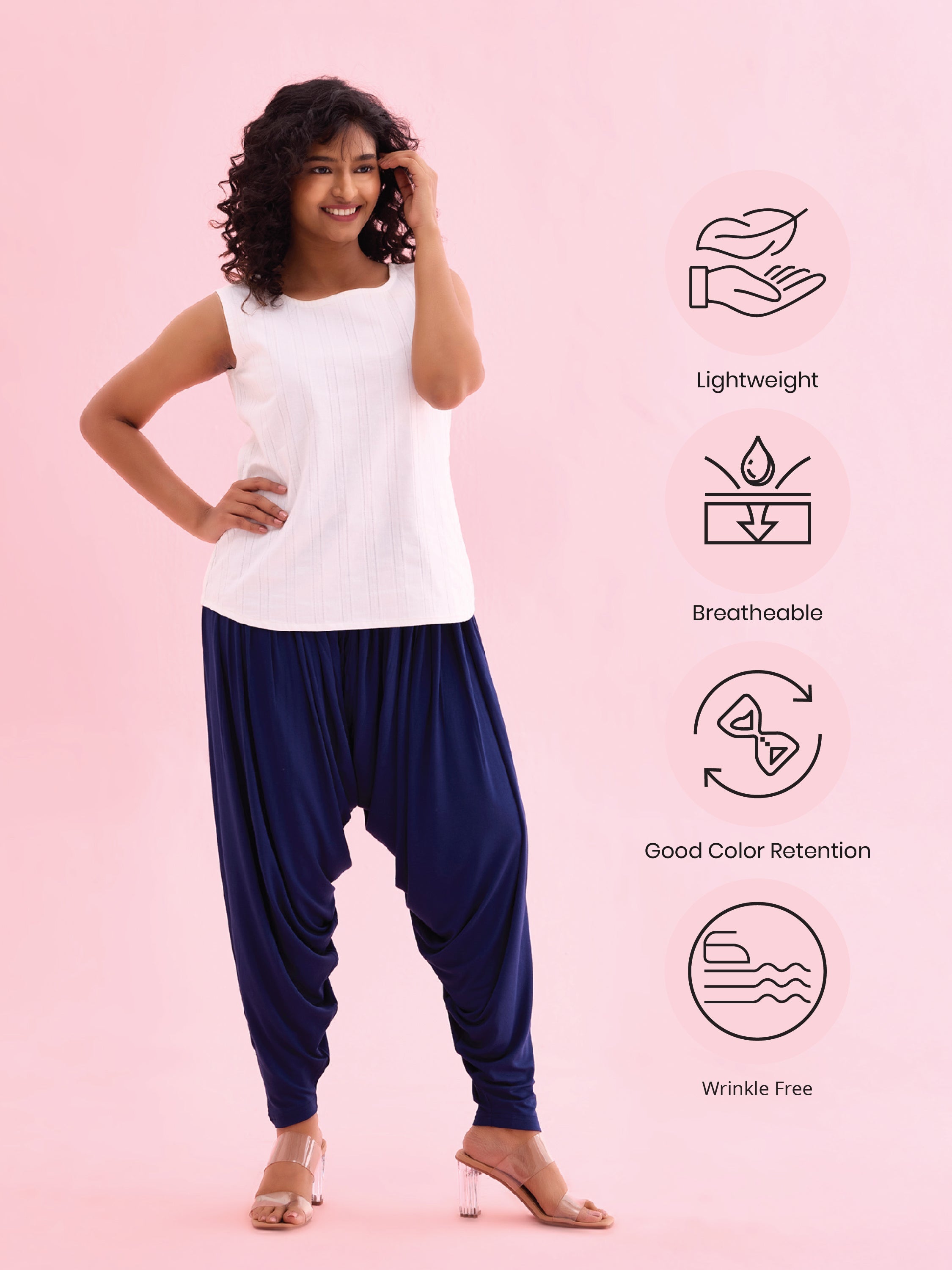 Navy Viscose Stretch Patiala