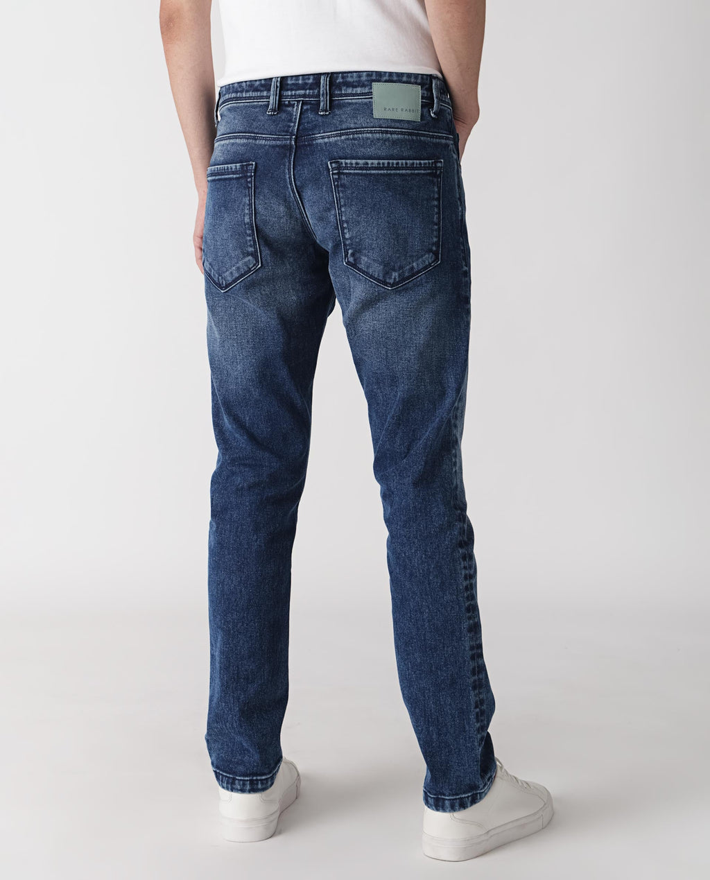 Rare Rabbit Men's Widz Dark Blue Cotton Plain Hawk Slim Fit Jeans