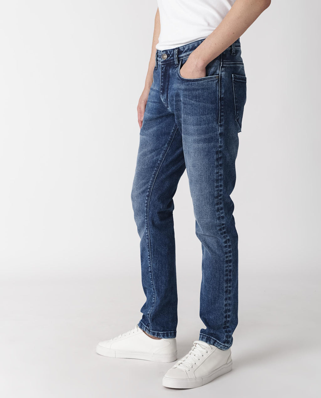 Rare Rabbit Men's Widz Dark Blue Cotton Plain Hawk Slim Fit Jeans