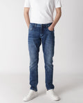 Rare Rabbit Men's Widz Dark Blue Cotton Plain Hawk Slim Fit Jeans
