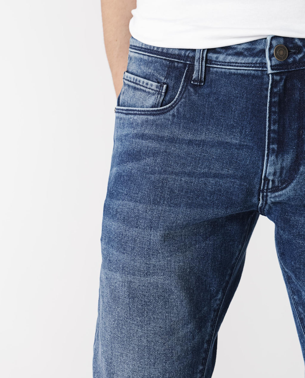 Rare Rabbit Men's Widz Dark Blue Cotton Plain Hawk Slim Fit Jeans