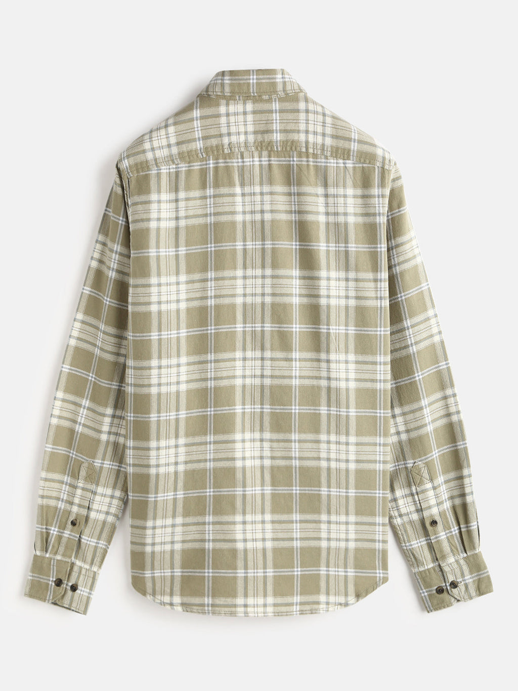 Textured Checks Cotton Shirt | Khaki