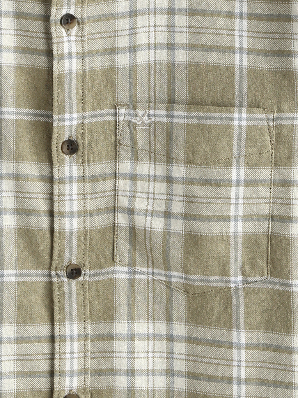 Textured Checks Cotton Shirt | Khaki