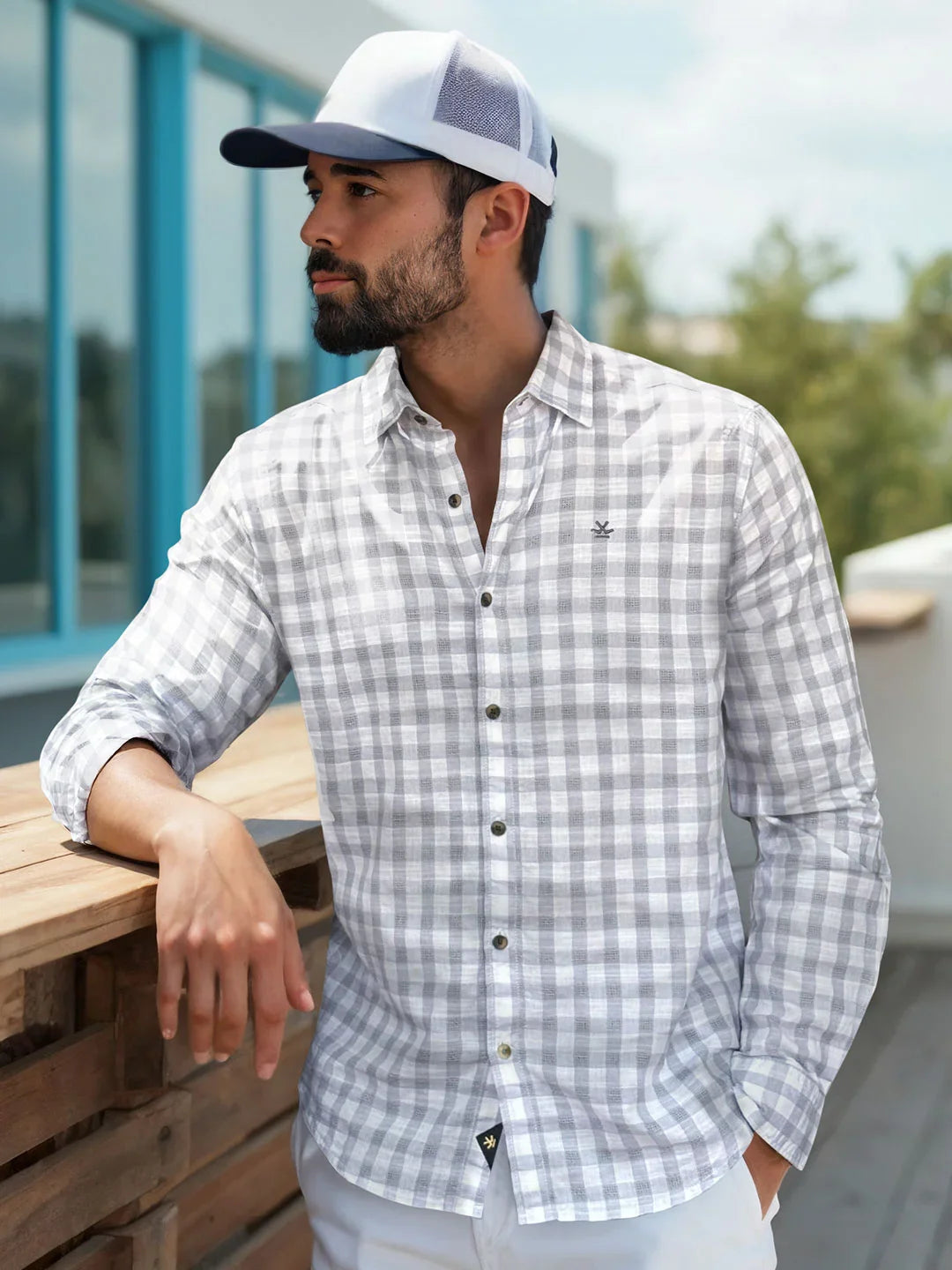Textured Dobby Cotton Shirt | Grey