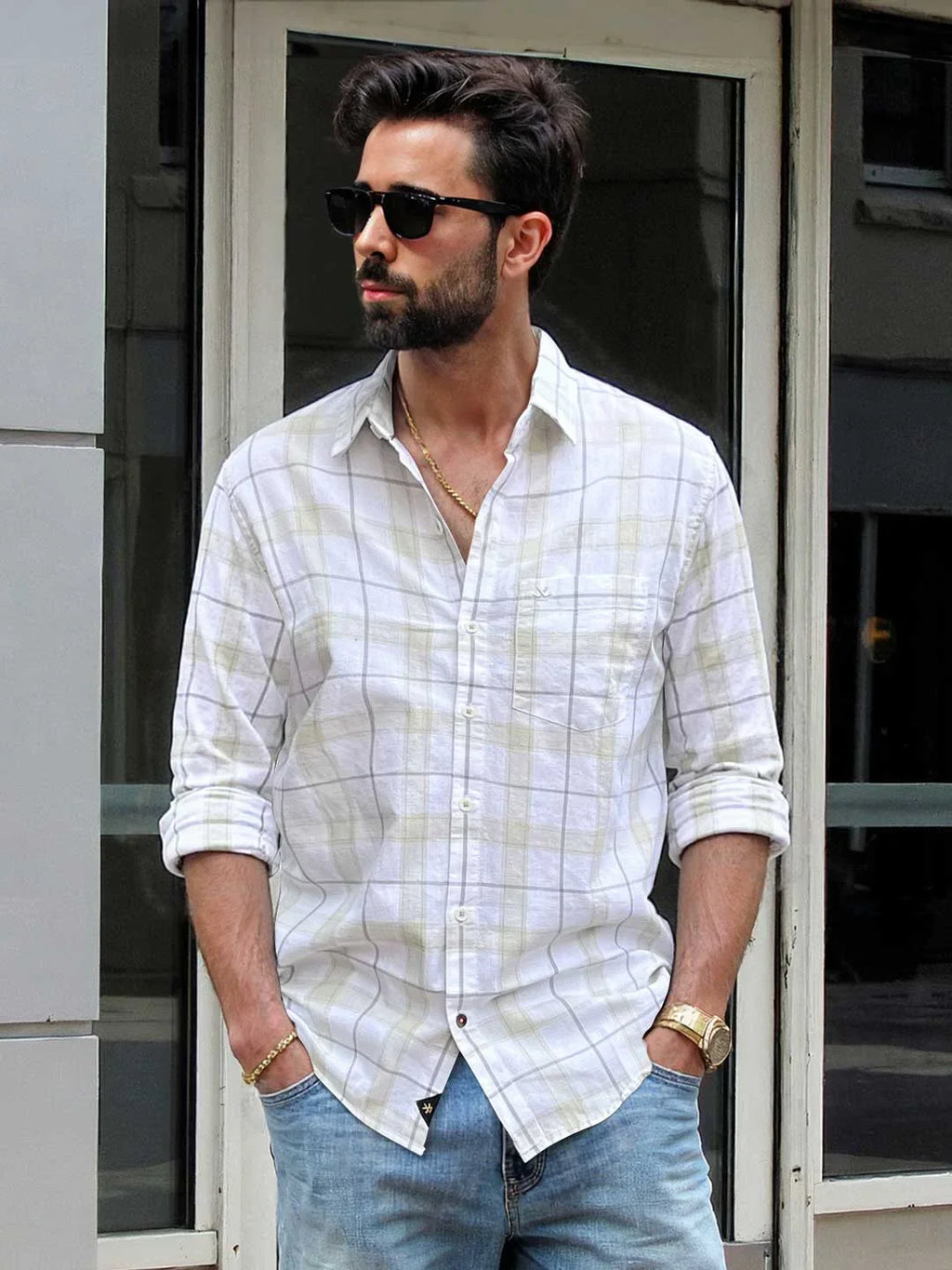 Textured Cotton Slub Shirt | Green