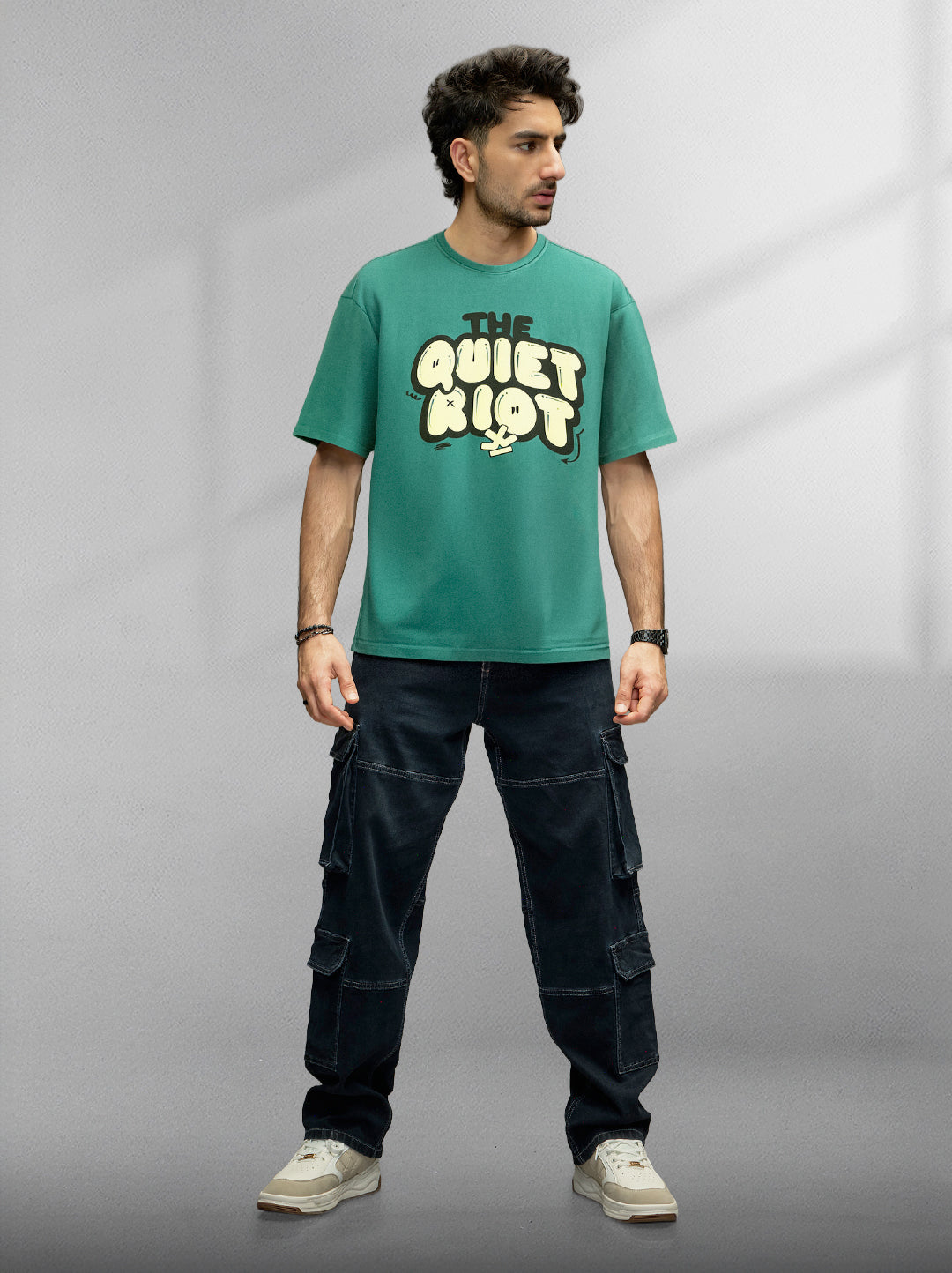 Puff Print Oversized Fit T-Shirt | Green