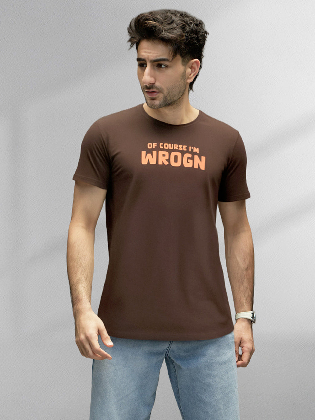 Puff Print Slim Fit T-Shirt | Brown