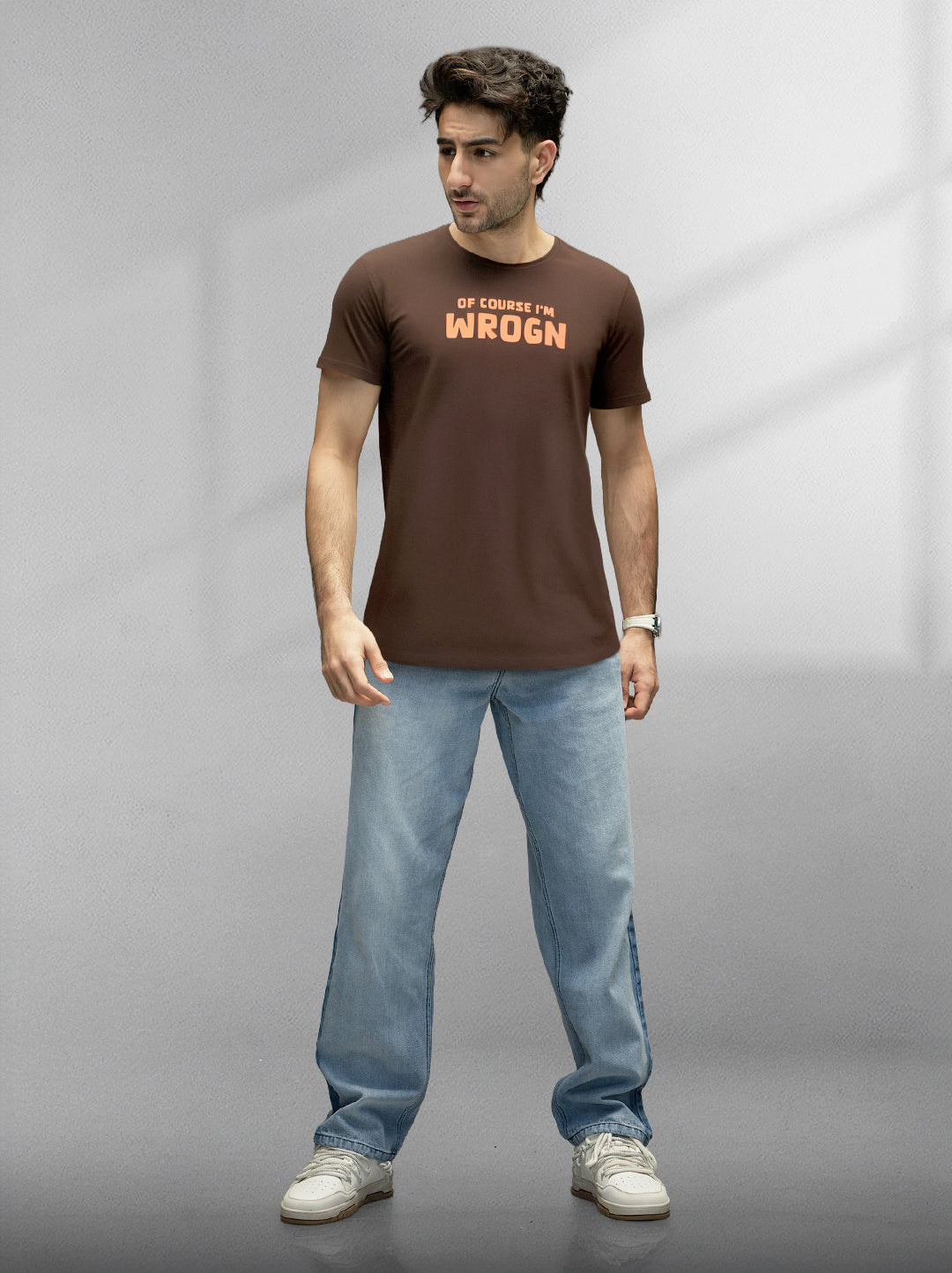 Puff Print Slim Fit T-Shirt | Brown