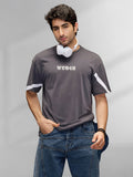 Placement Printed Oversized T-Shirt | Dark Grey