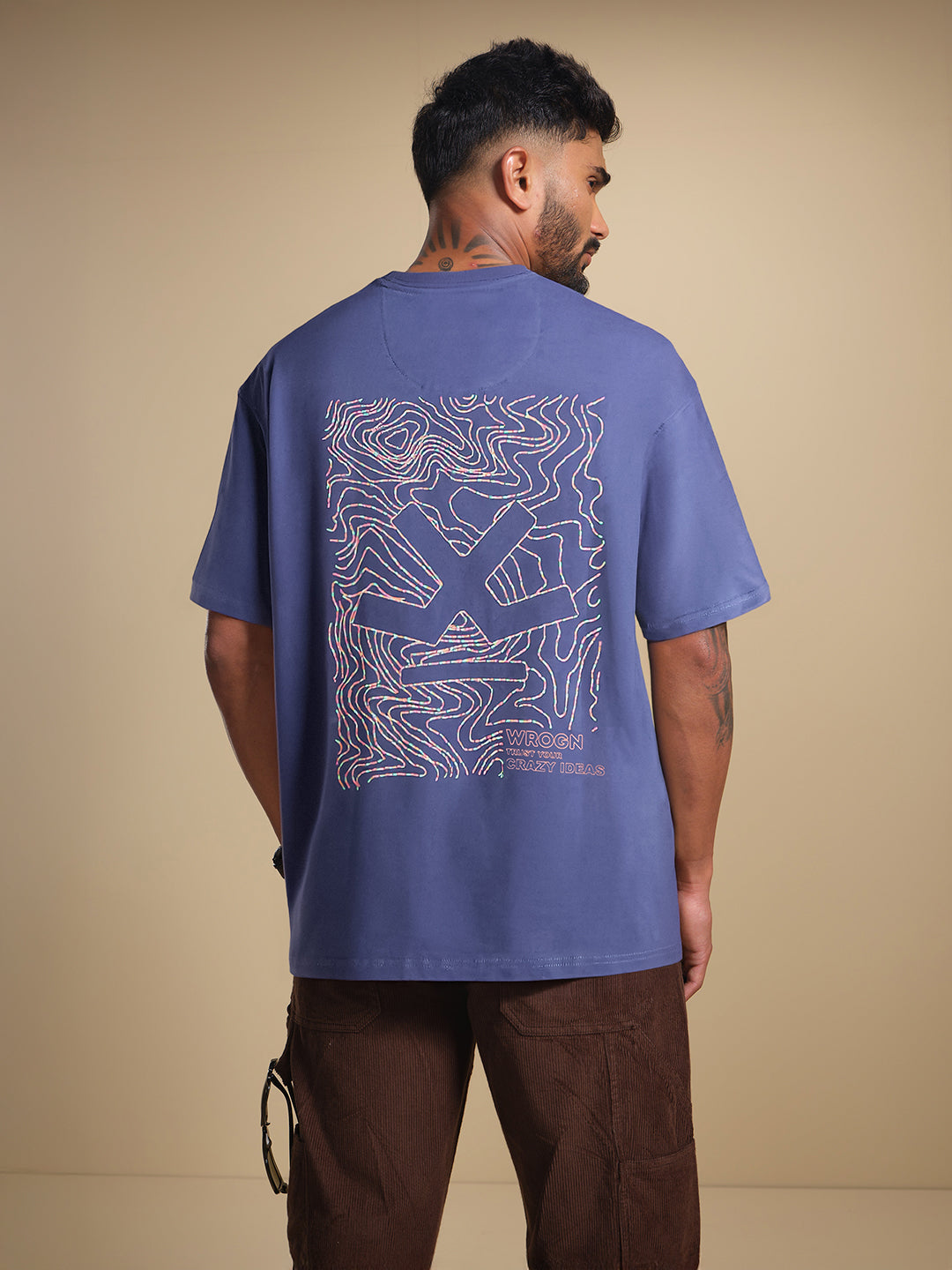 Logo Printed Oversized T-Shirt | Dark Blue