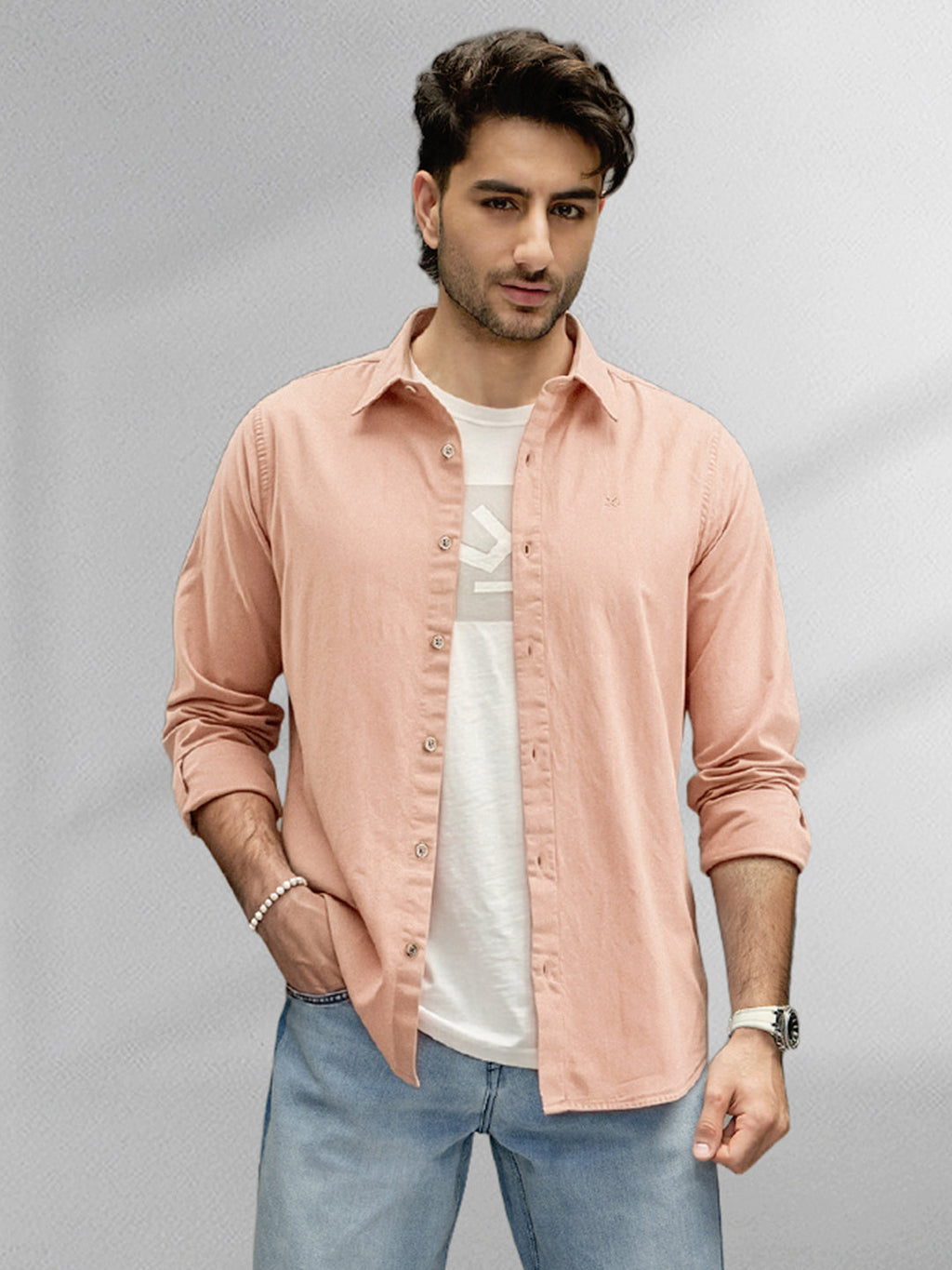 Regular Fit Linen Blend Shirt | Light Brown