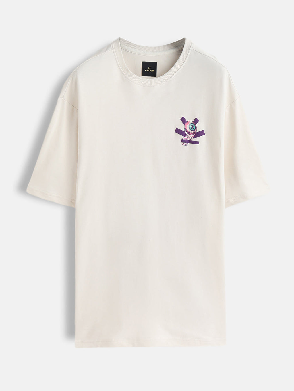 Bizarre Elements Inspired Look Deep Inside Eyeball Back Print Crew Neck T-Shirt  | Off White