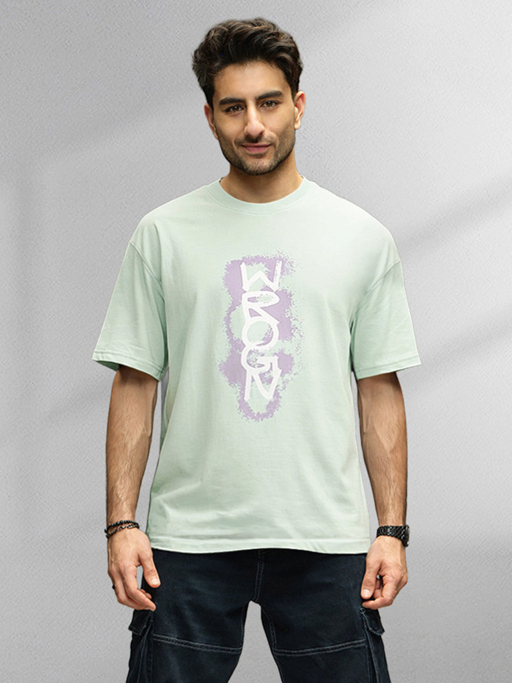 Logo Printed Oversized Fit T-Shirt | Light Green