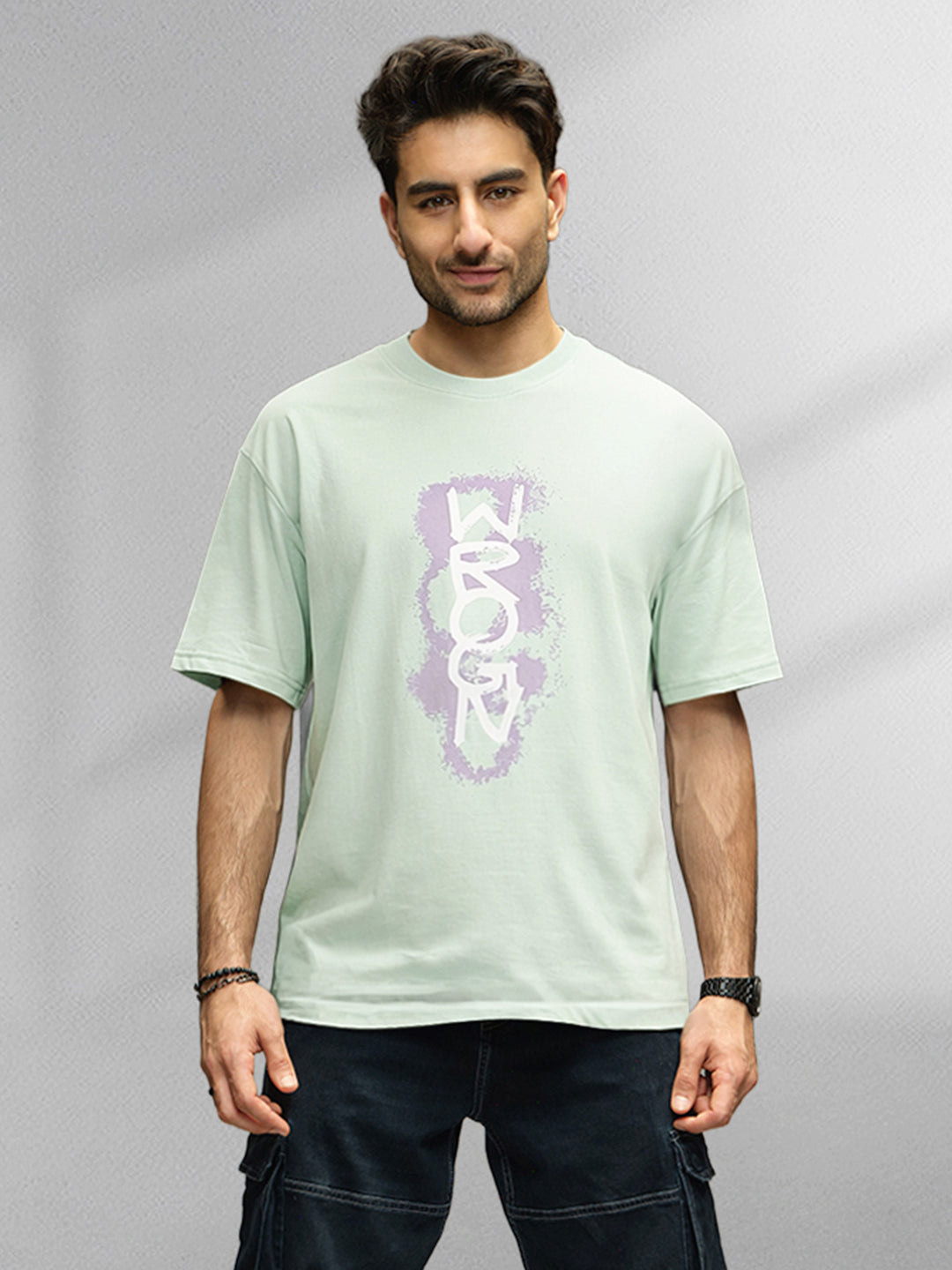 Logo Printed Oversized Fit T-Shirt | Light Green