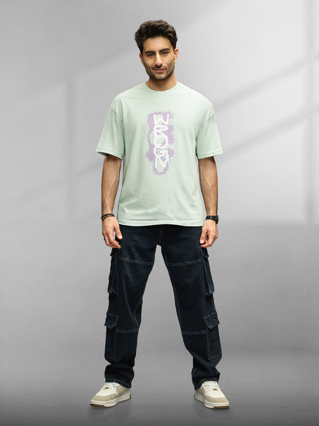 Logo Printed Oversized Fit T-Shirt | Light Green