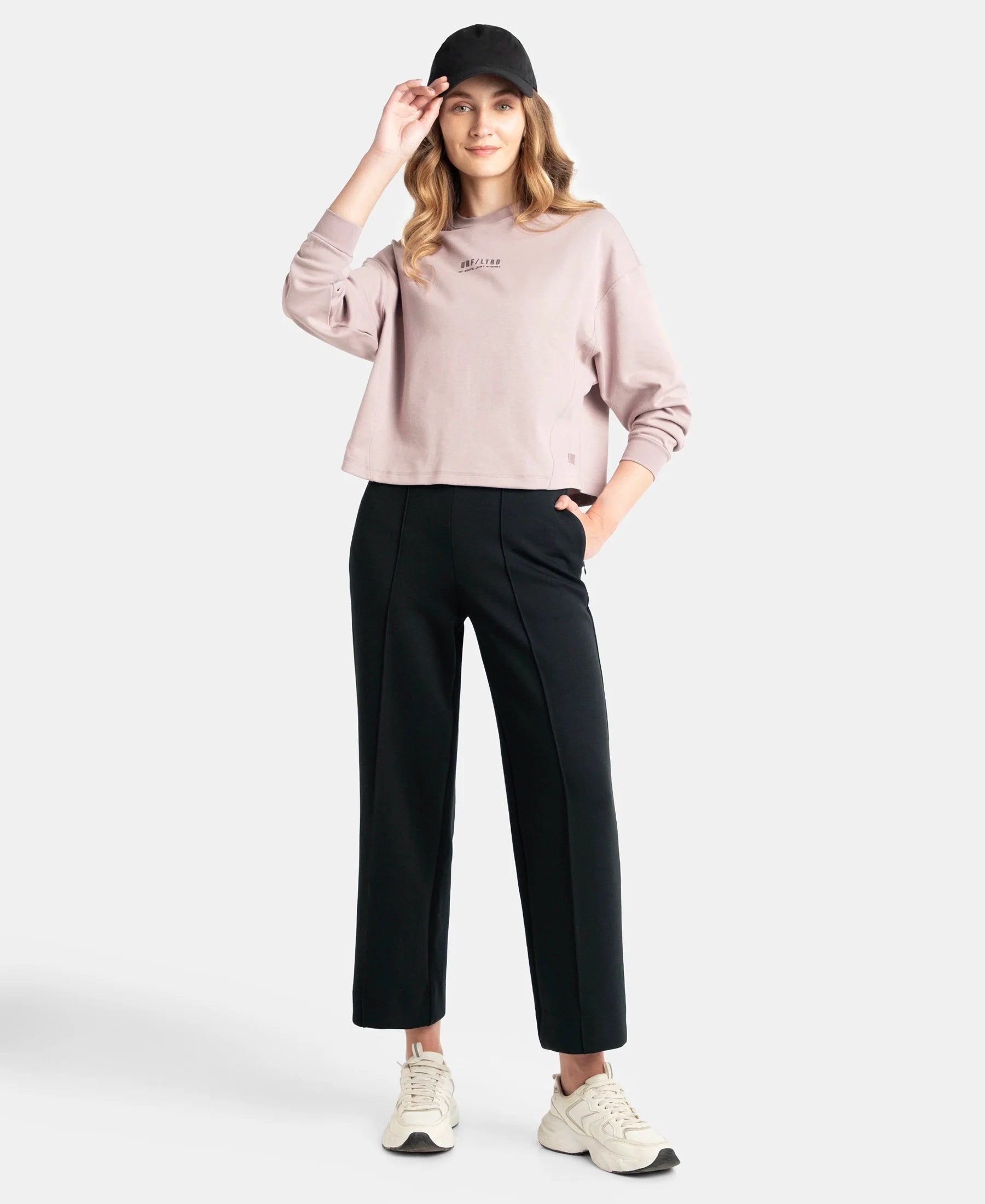 Microfiber Cotton Blend Elastane Stretch Relaxed Fit Wide Leg Pants with Zipper Pockets - Black