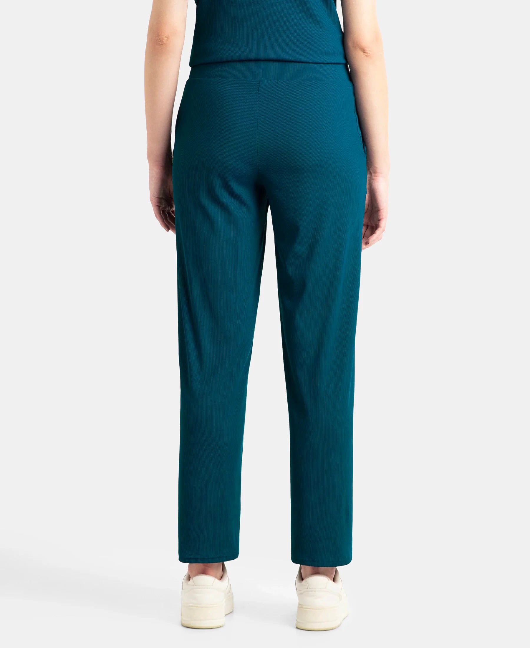 Microfiber Elastane Stretch Regular Fit Wide Leg Pants - Poseidon