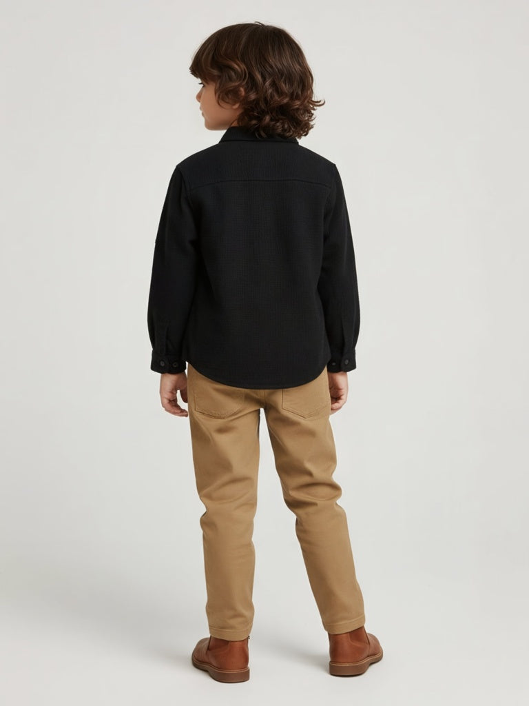 HOP Kids Boys Black Cotton Shirt