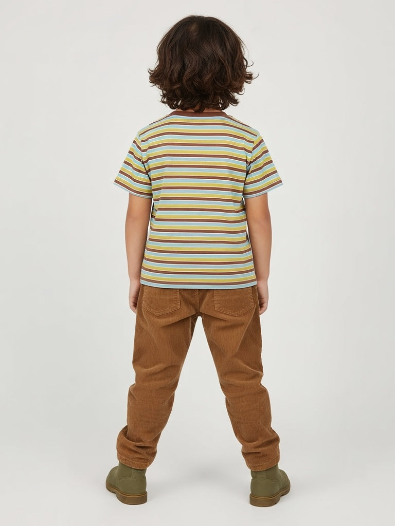 HOP Kids Boys Multicolour Striped Cotton T-Shirt