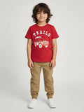 HOP Kids Boys Red Embossed Cotton T-Shirt