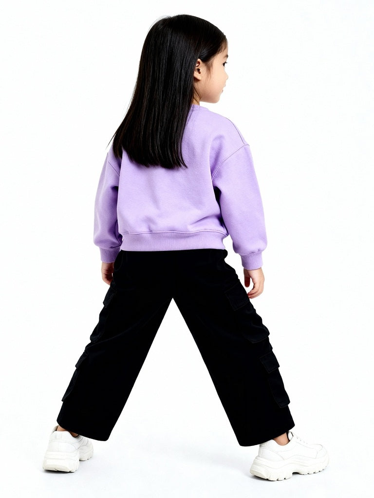 HOP Kids Girls Black Cargo-Style High-Rise Trousers