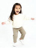 HOP Kids Girls Light Olive Paperbag-Waist Corduroy Trousers