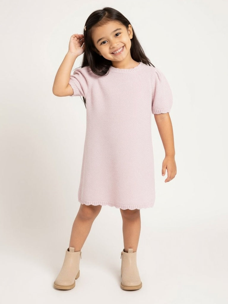 HOP Kids Girls Pink Knitted Bodycon Dress