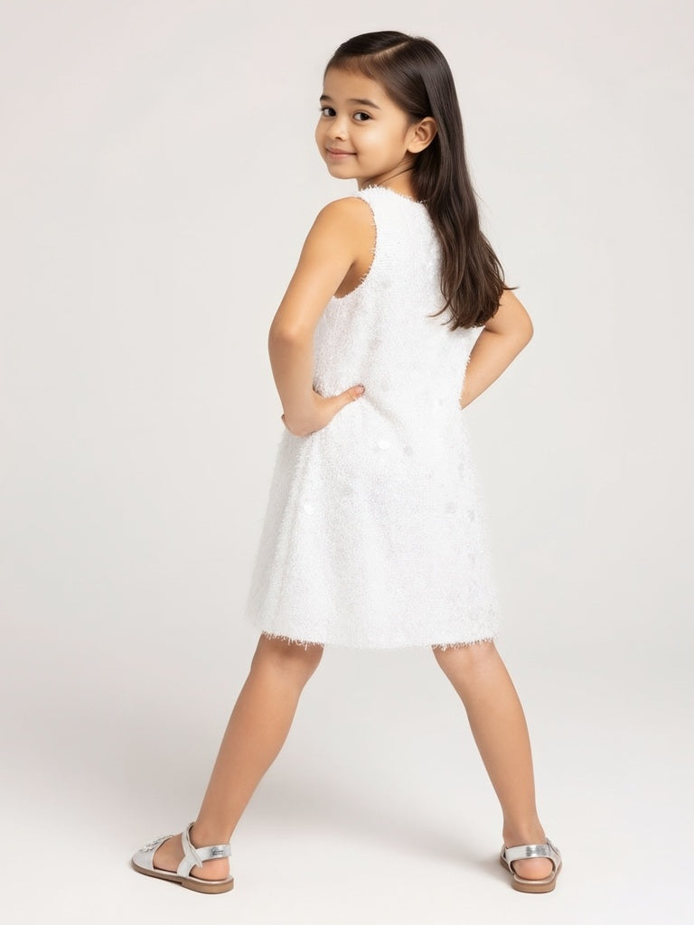 HOP Kids Girls White Embellished Party Dress