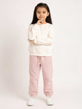 HOP Kids Girls Pink Solid High-Rise Cotton-Blend Joggers