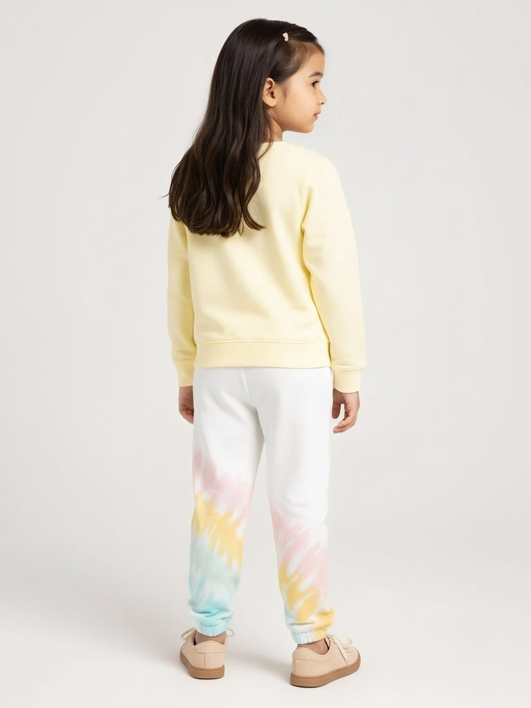 HOP Kids Girls Off-White Tie-Dye High-Rise Cotton-Blend Joggers