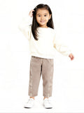 HOP Kids Girls Brown Floral Embroidered High-Rise Jeans