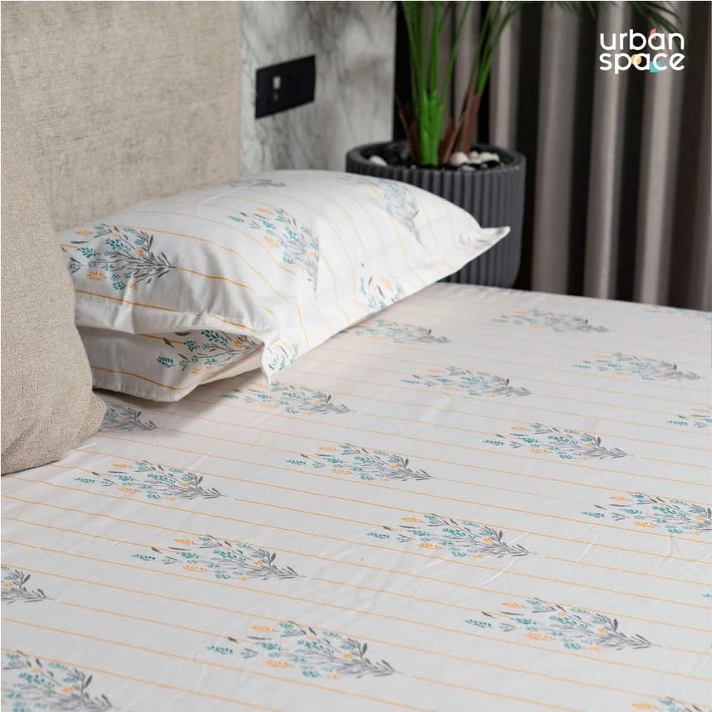 Regal Collection - Breathable 200 TC 100% Pure Cotton Bedsheet with Pillow Cover, Yellow Dahlia