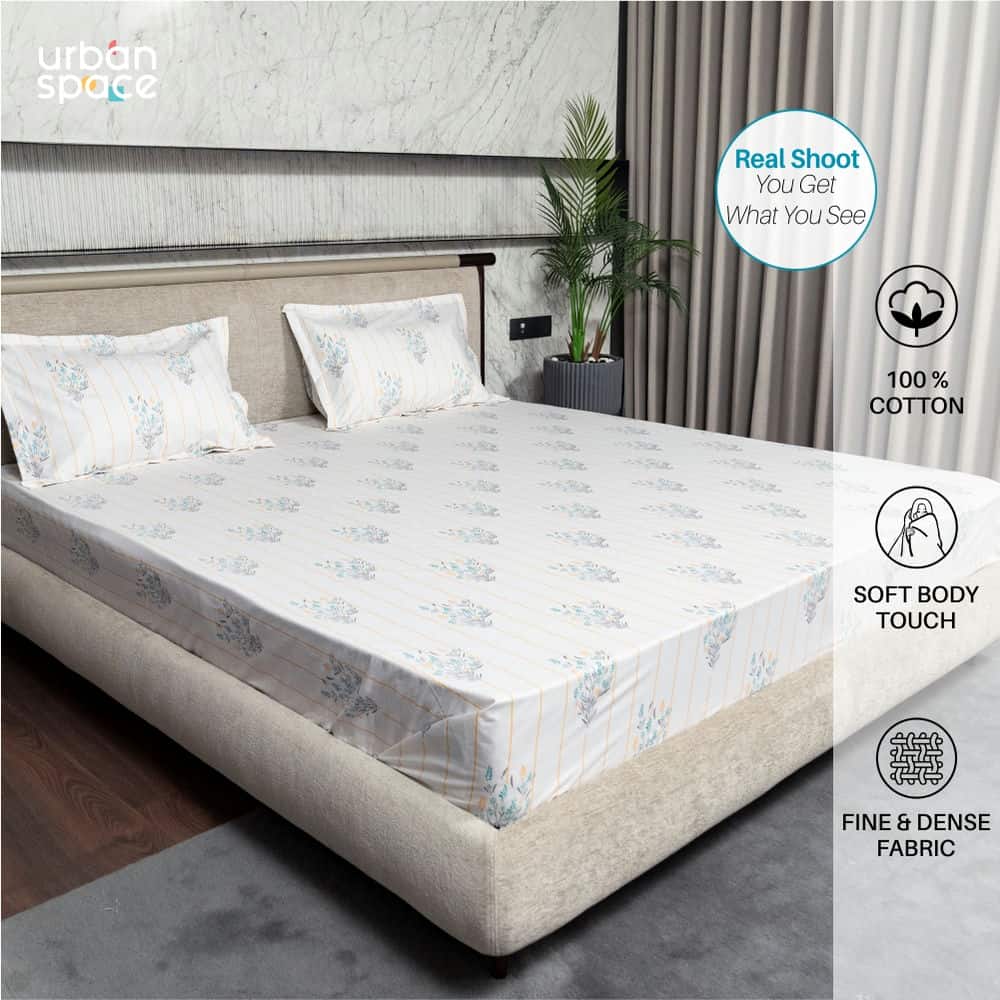 Regal Collection - Breathable 200 TC 100% Pure Cotton Bedsheet with Pillow Cover, Yellow Dahlia