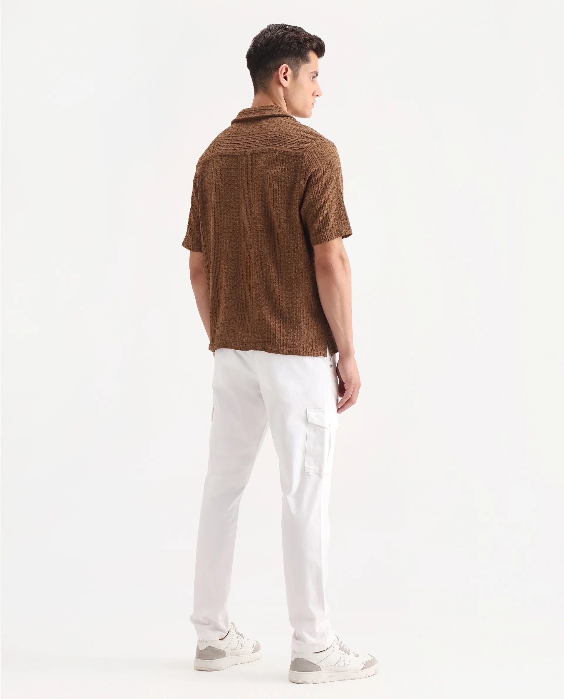 Rare Rabbit Men's Zipe White Cotton Plain Regular Fit Trouser