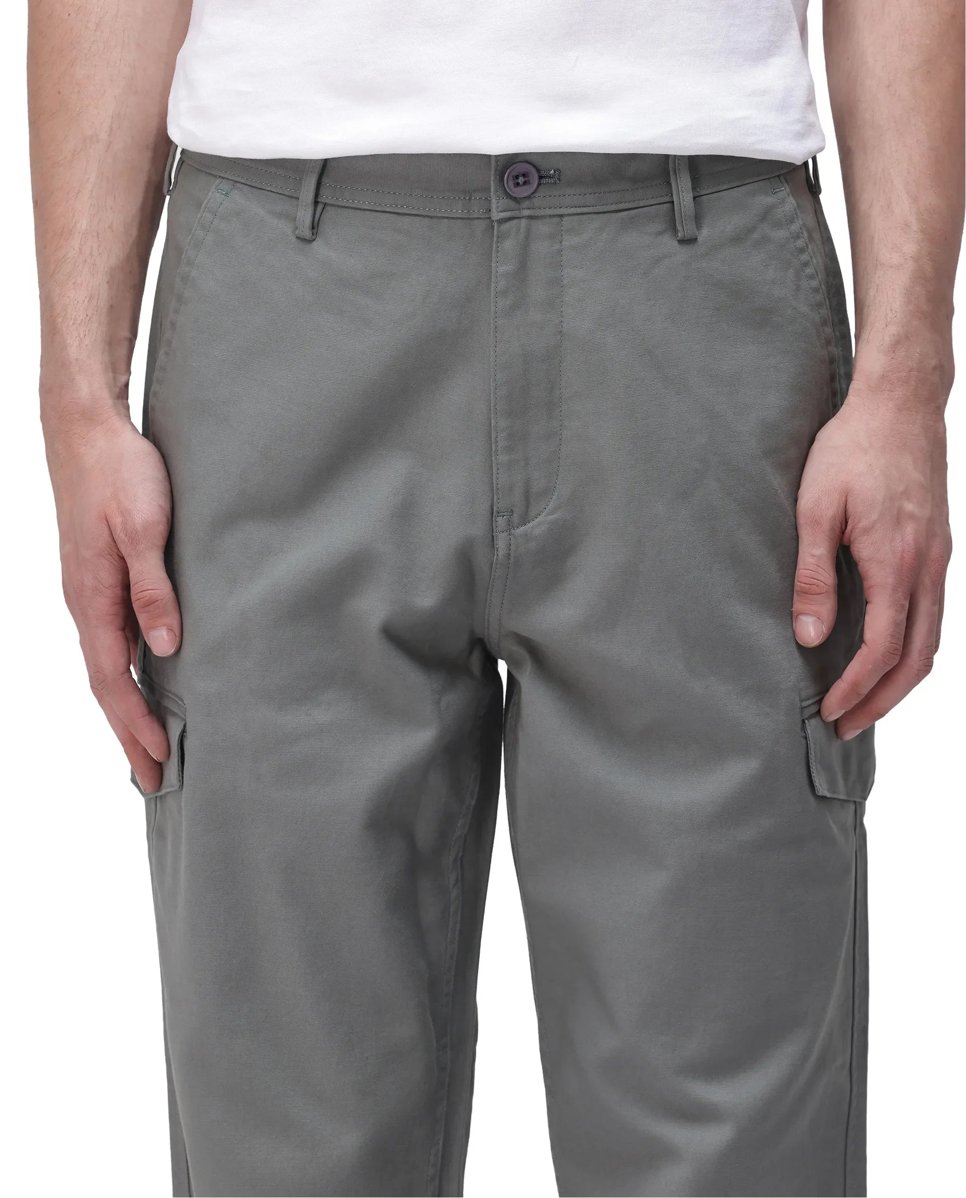 Rare Rabbit Men's Zipo Dark Green Cotton Plain Regular Fit Trouser