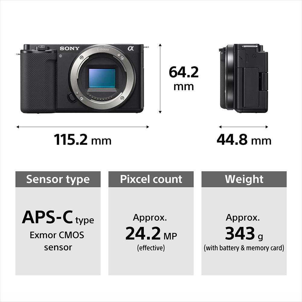 Sony ZV-E10 E-Mount APS-C Camera | 24.2 MP Vlog  Mirrorless Camera, 11 FPS, 4K/24p