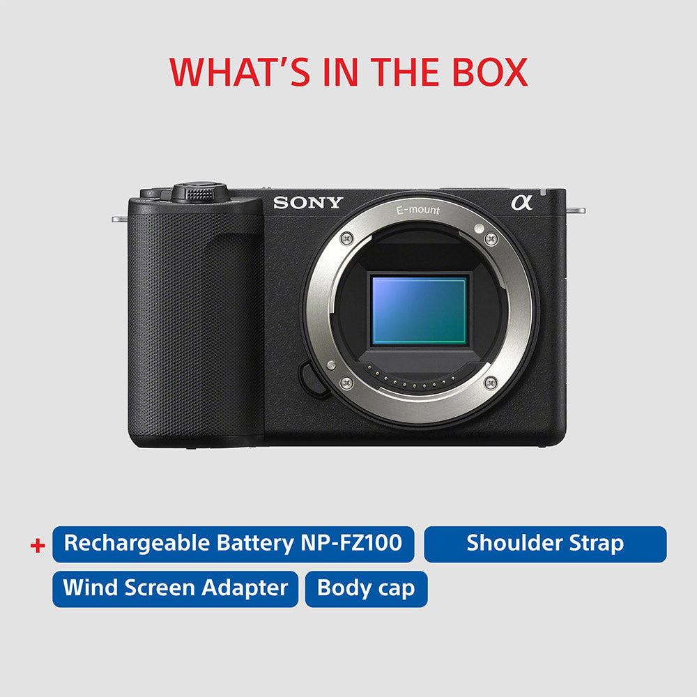 Sony Alpha ZV-E10M2 26 MP Interchangeable Lens Mirrorless Vlog Camera for Creators | APS-C Sensor | 4K 60p with 10bit 4:2:2 Recording - (Black)