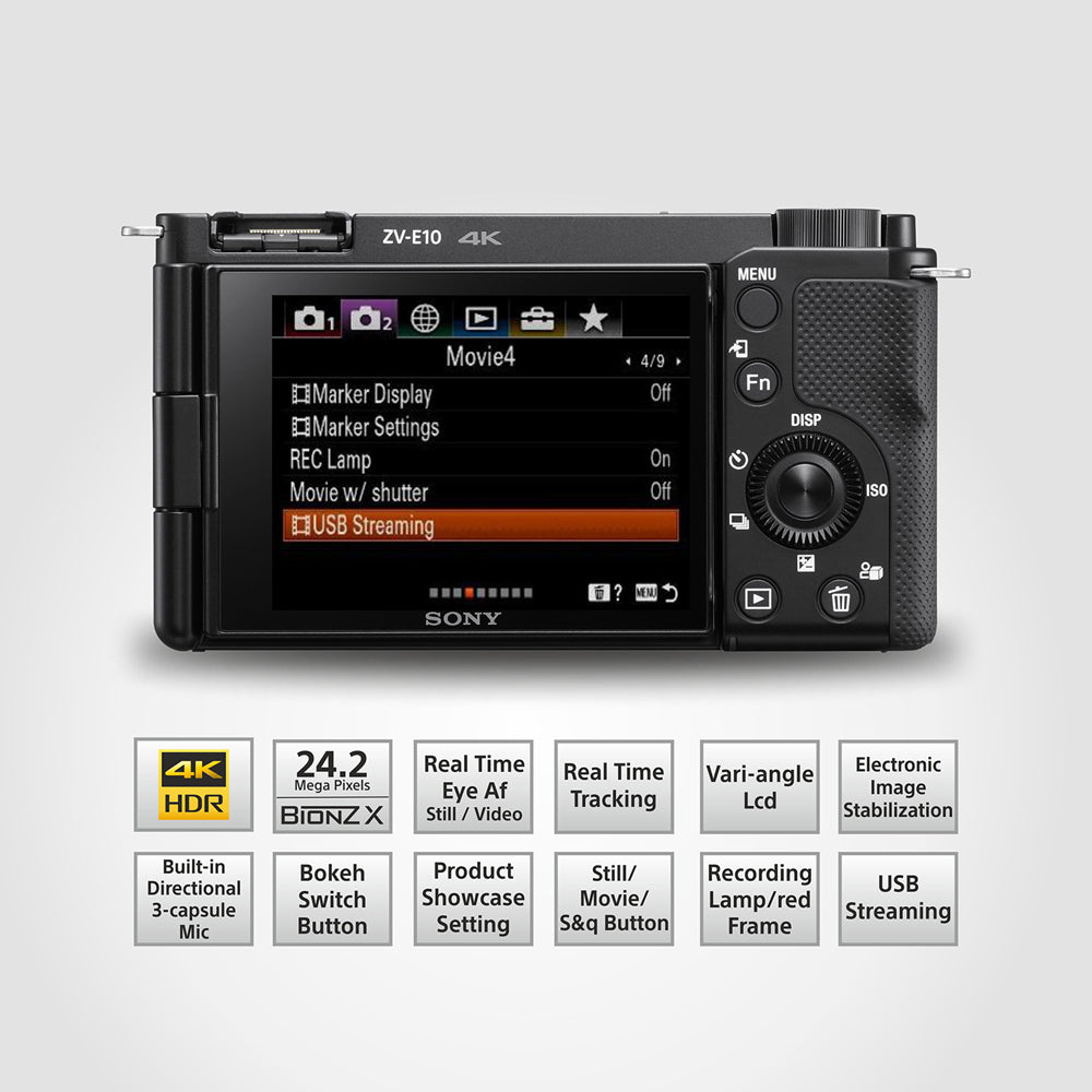 Sony Camera ZV-E10L E-Mount APS-C Camera | 24.2 MP Vlog  Mirrorless Camera with 16 - 50 mm lens, 11 FPS, 4K/24p