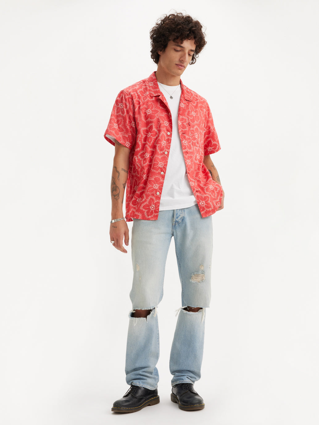 Men's 501 Blue Straight Fit Mid Rise Jeans