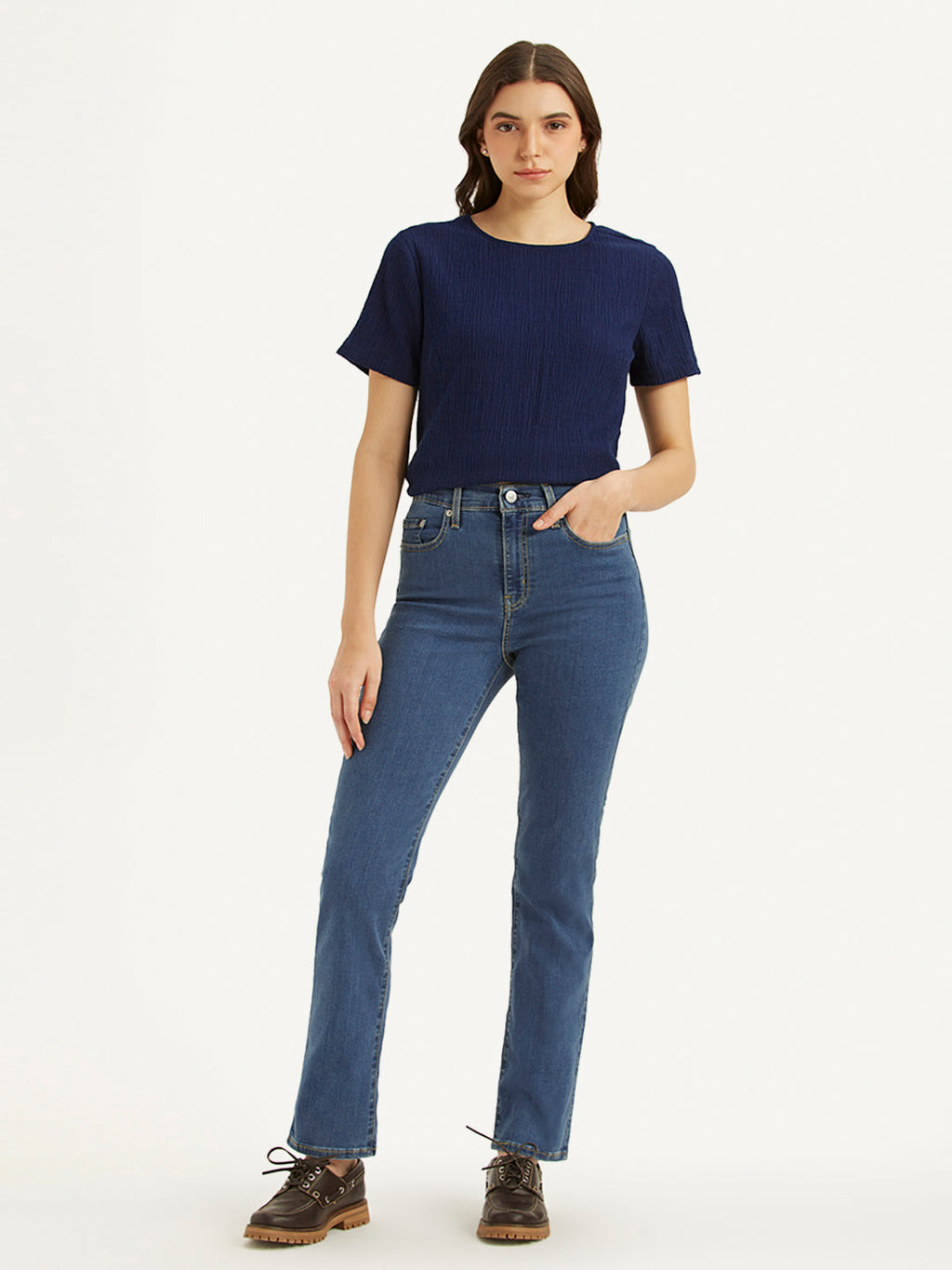 Women's 724 Blue Slim Straight Fit High Rise Jeans