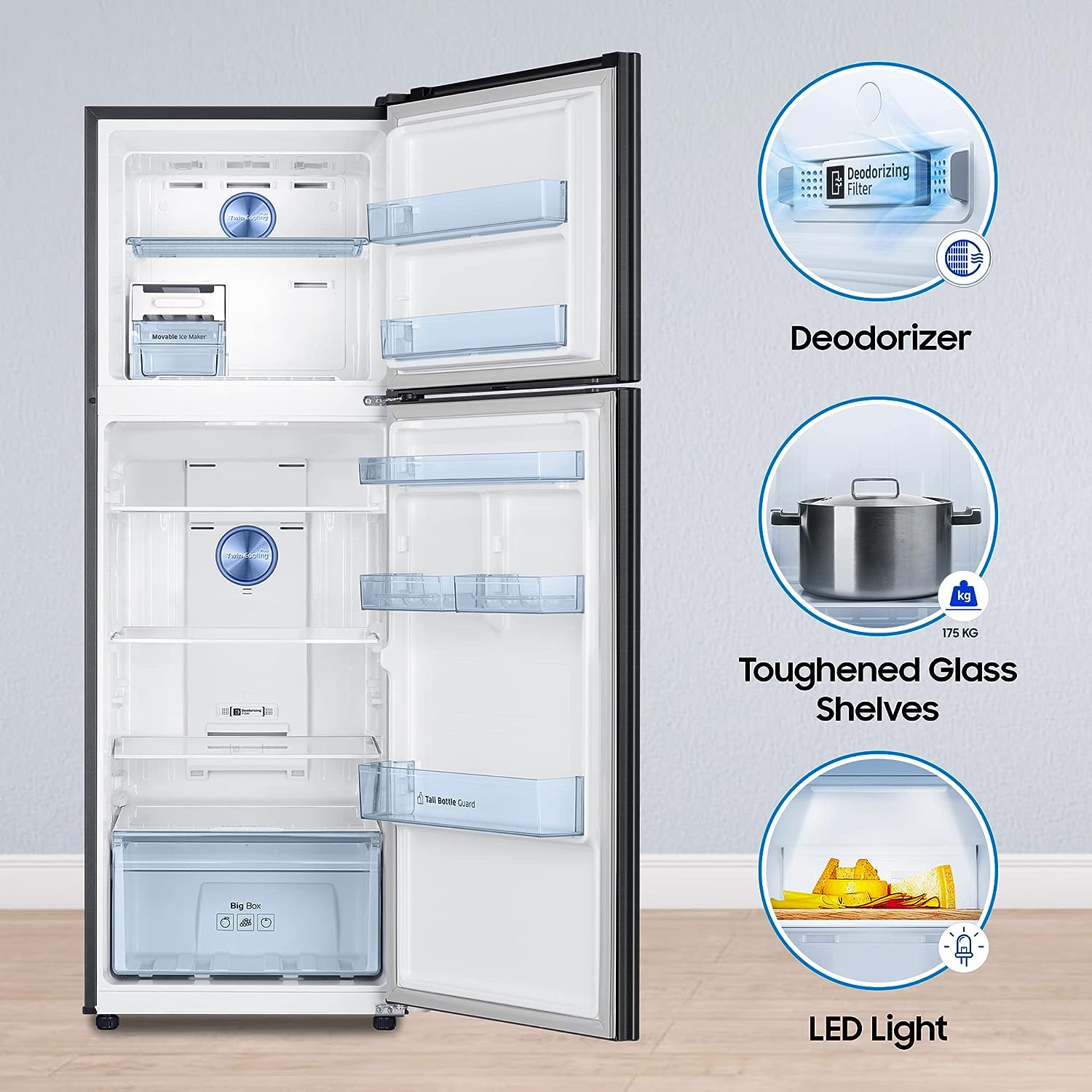 SAMSUNG 322 L Frost Free Double Door 2 Star Convertible Refrigerator  with Digital Inverter, Convertible 5-in-1 and Display (Touched Up)