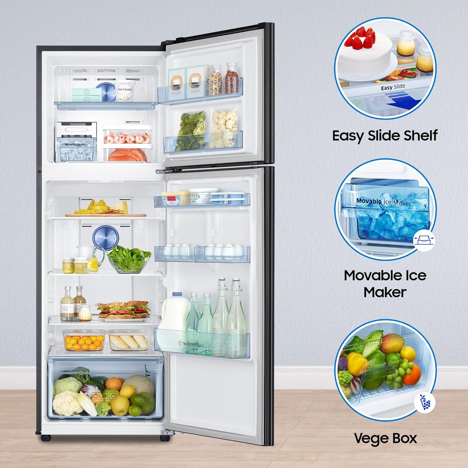 SAMSUNG 322 L Frost Free Double Door 2 Star Convertible Refrigerator  with Digital Inverter, Convertible 5-in-1 and Display (Touched Up)